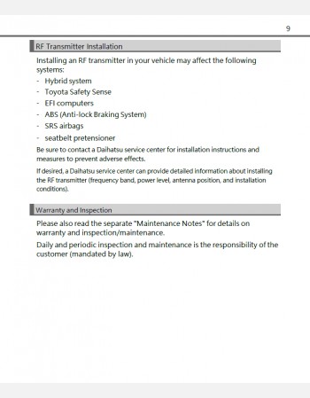 daihatsu mebius 2019 owners manual in english
